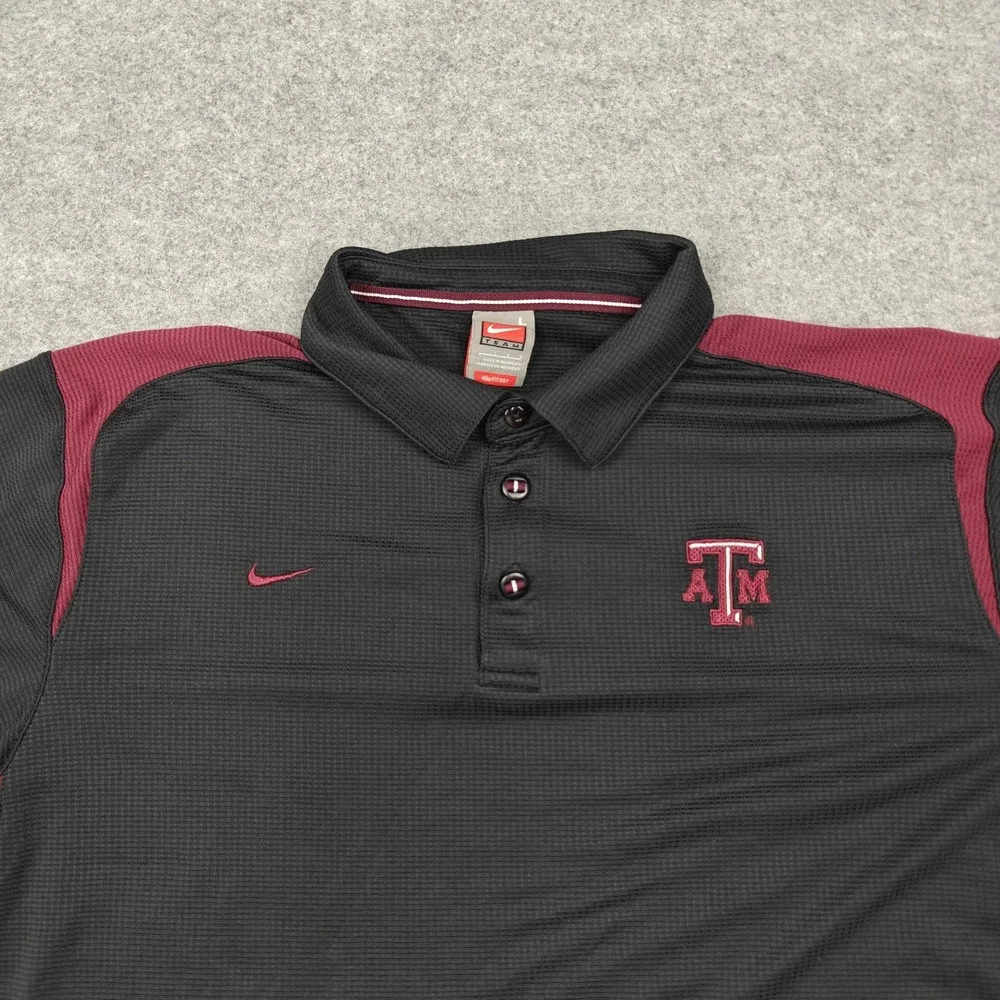 Texas A&M Aggies Polo Shirt Mens Large Black NCAA Football Nike Short Sleeve‎